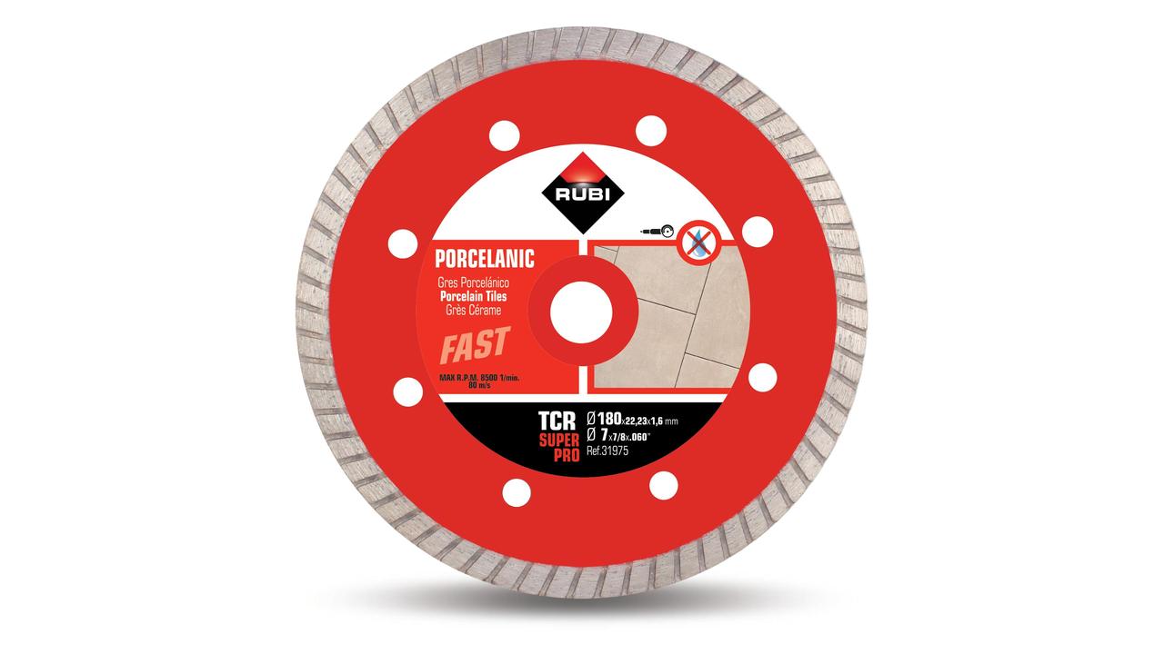 Disque à tronçonner diamanté turbo pour le grès cérame tcr 180 superpro RUBI - 31975