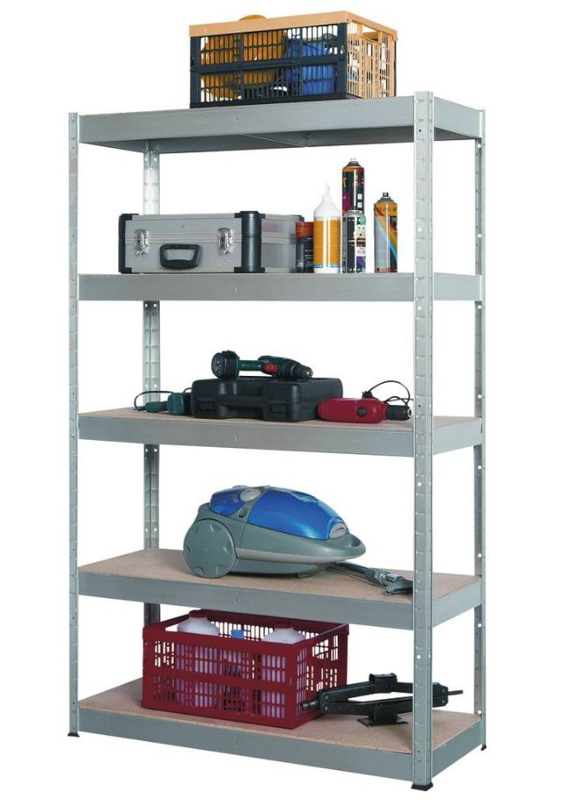 Etagère métallique à emboîter 5 tablettes bois 1800x900x600mm max 2T - 09066