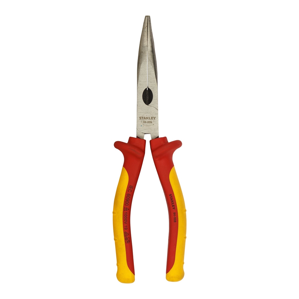 Pince à becs 1/2 ronds longs coudés 200 mm isolée 1000 V - 0-84-008 - STANLEY FATMAX