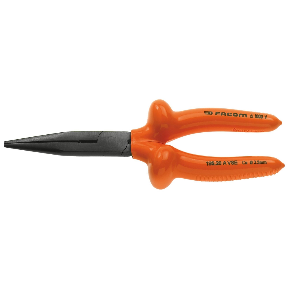 Pince à becs demi-ronds droits longs isolée 1000V série VSE - FACOM - 185.20AVSE