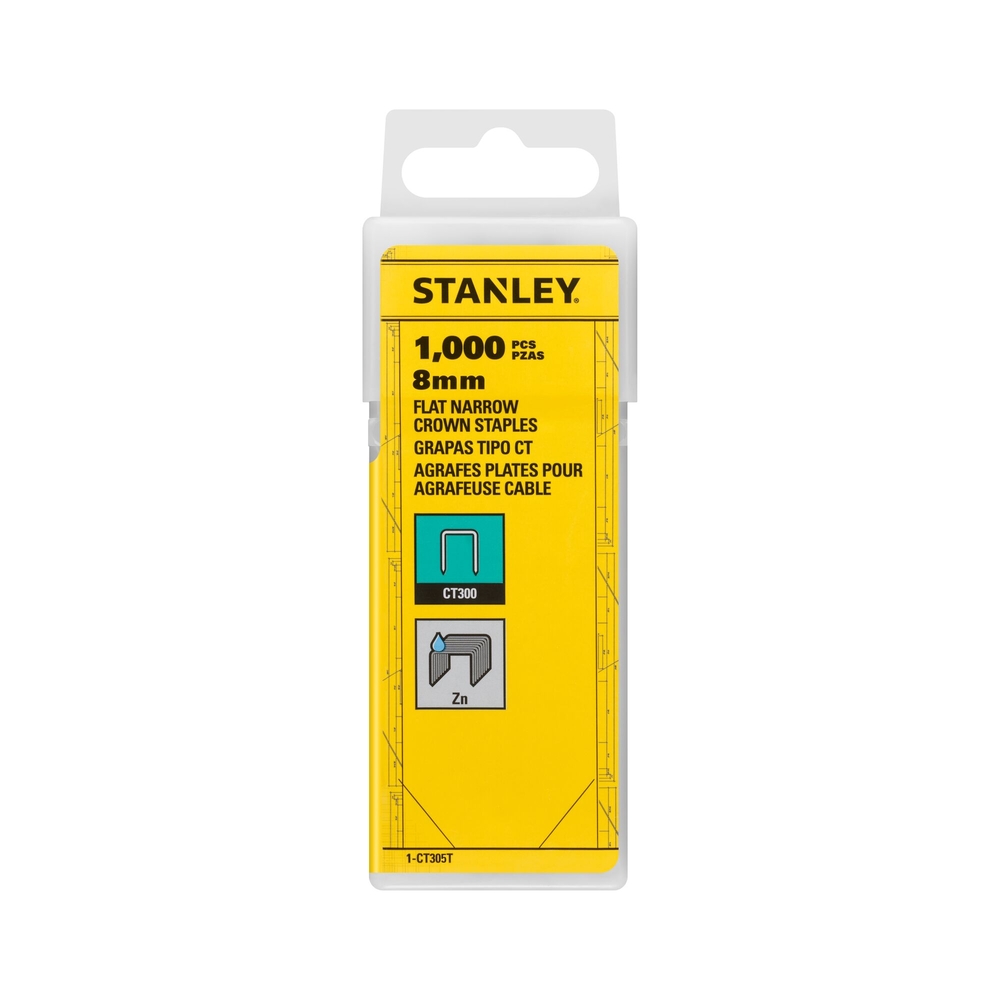 Agrafes plates 8 mm - 5/16’’ - boite de 1000 pièces - 1-CT305T - STANLEY