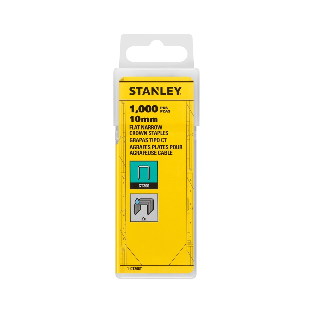 Agrafes plates 10 mm - 3/8’’ - boite de 1000 pièces - 1-CT306T - STANLEY