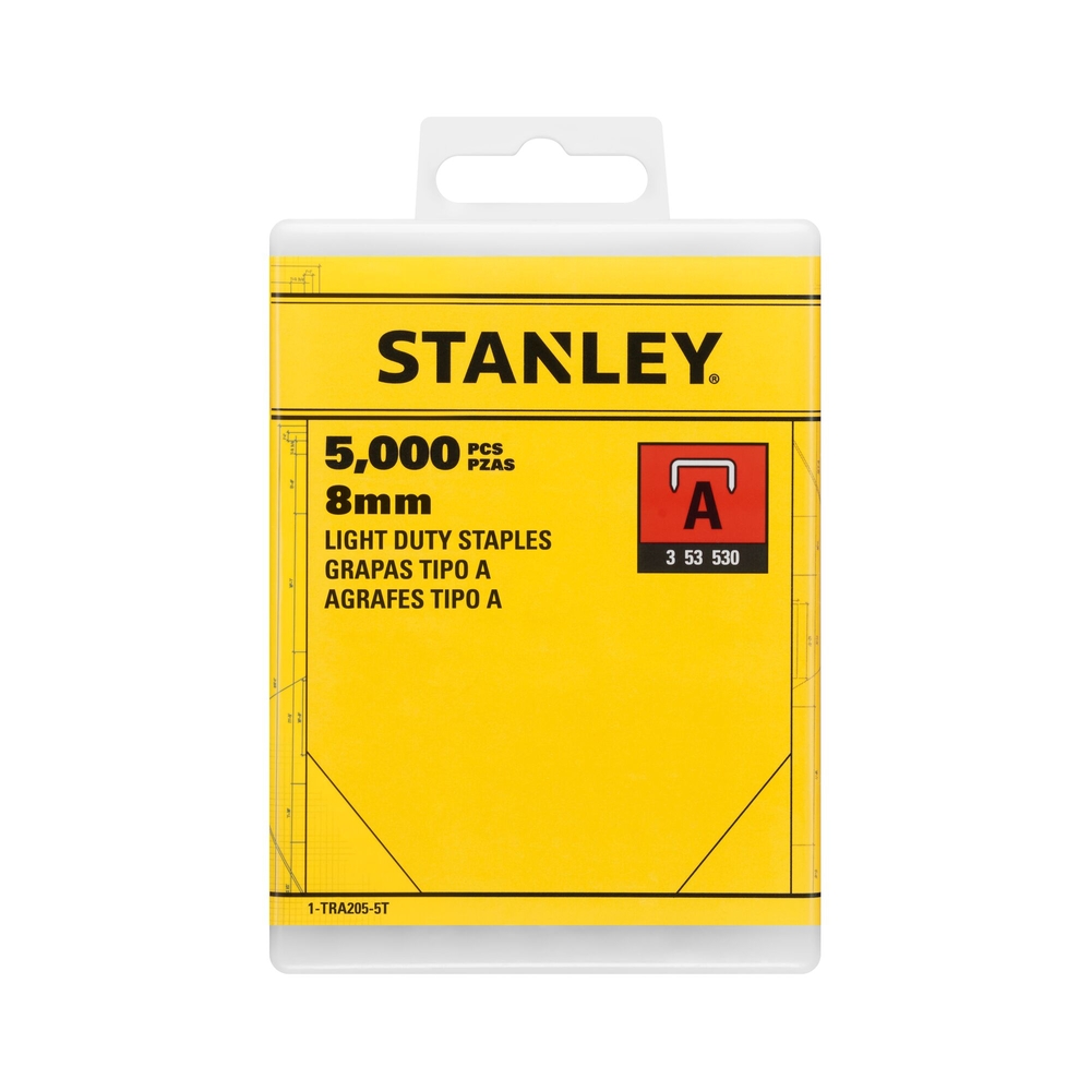 Agrafes 8 mm type A - boite de 5000 pièces - 1-TRA205-5T - STANLEY