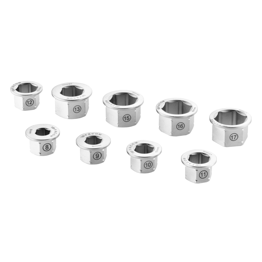 Jeu de 9 bagues réductrices pour clé polygonale à cliquet 464.M14X19 - FACOM - 464.MKIT