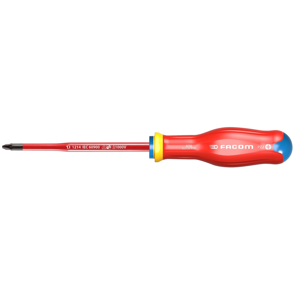 Tournevis PROTWIST isolé 1 000V lame ronde pour vis cruciformes Pozidriv 2 x 125 mm - FACOM - ATD2X125TVE