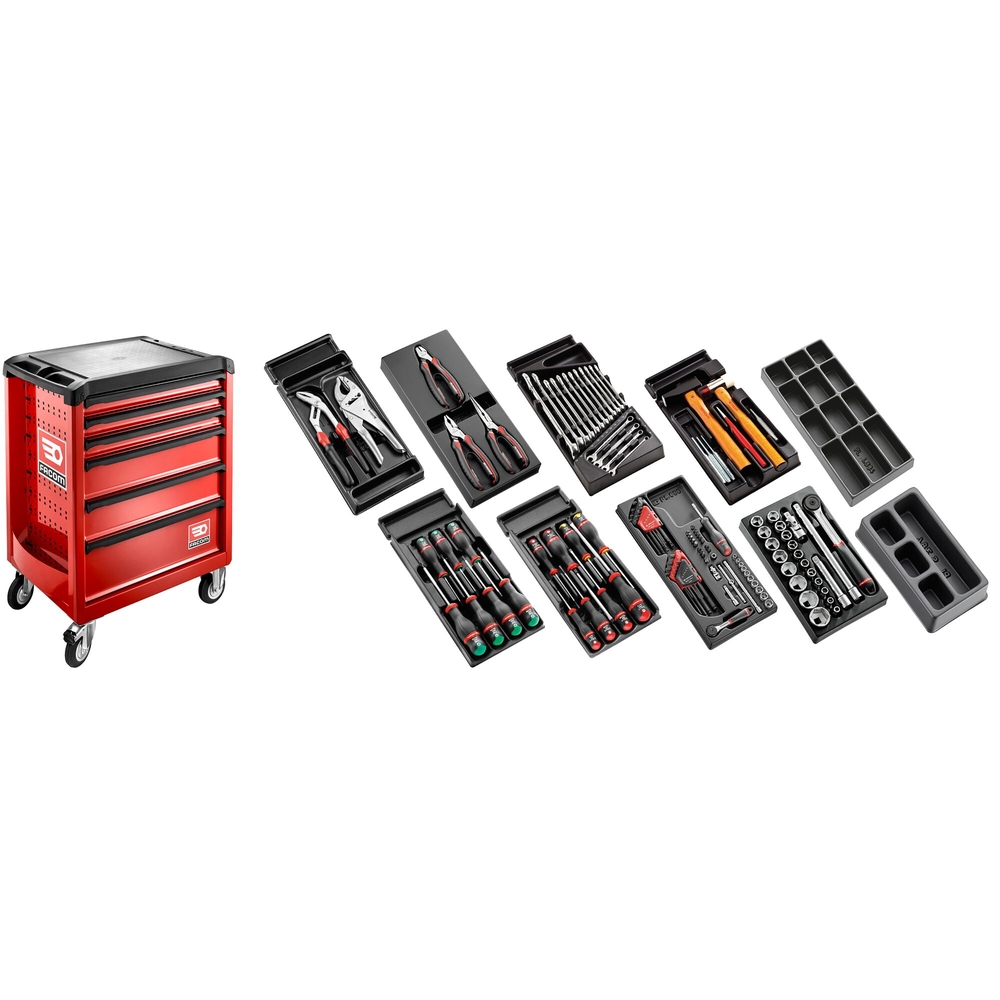 Sélection tous métiers 118 outils - servante 6 tiroirs - FACOM - CM.118