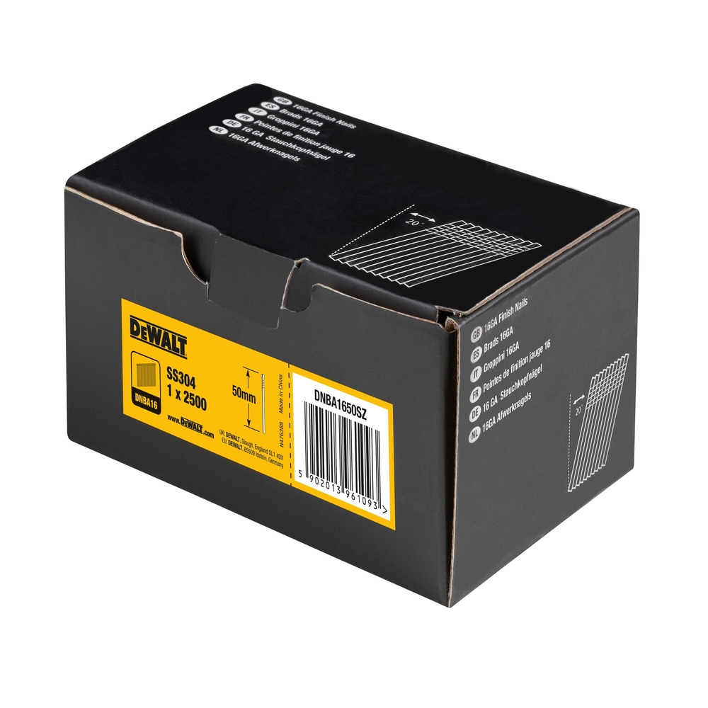 Pointes 16Ga 20° inox 1,2 x 50 mm - DNBA1650SZ - DEWALT