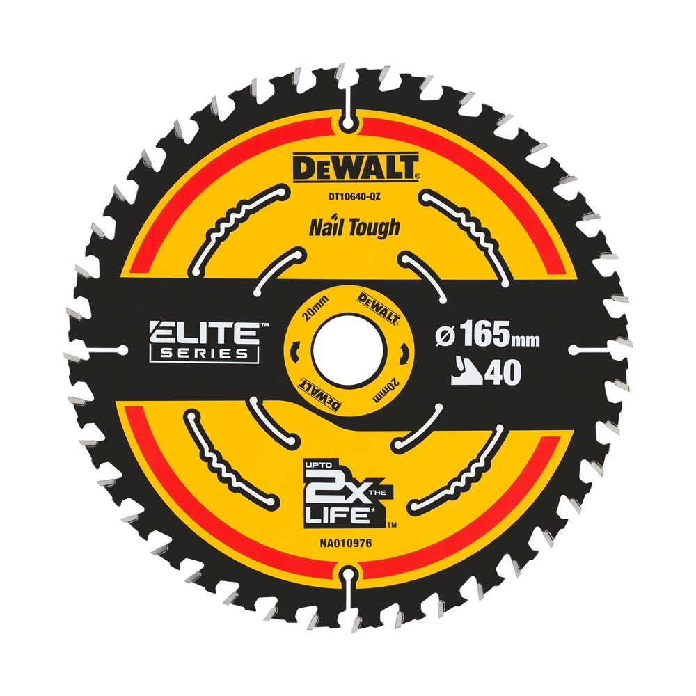 Lame de scie circulaire 165x20 mm, 40 dents, ATB/tronçonnage, angle d'attaque 20 - DT10640-QZ - DEWALT