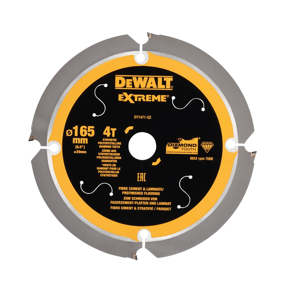 Lame de scie circulaire portative denture diamant 165 x 20 mm 4 dents - DT1471-QZ - DEWALT