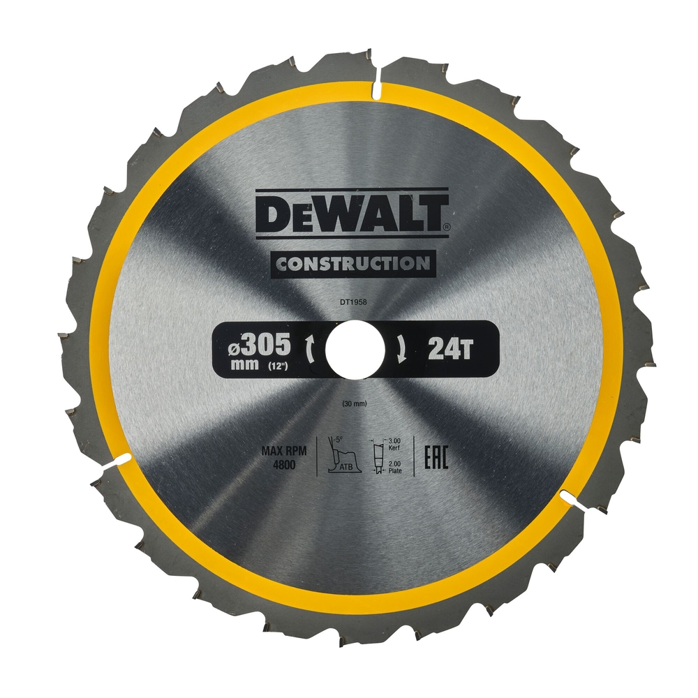 Lames de scie circulaire stationnaire carbure construction 305 x 30 mm, 24 dents - DT1958-QZ - DEWALT