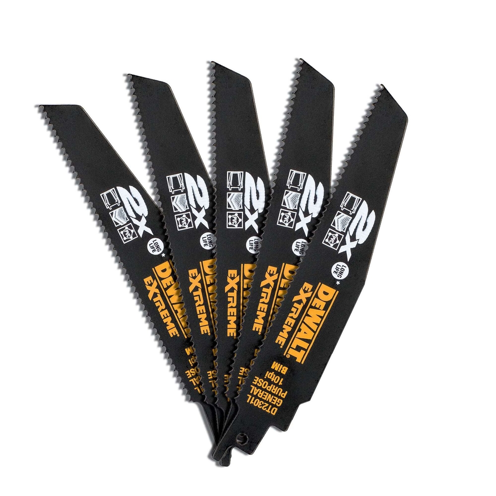 Lame de scie sabre BiM 2X Long Life pour la coupe du bois et métal 152 mm - DT2301L-QZ - DEWALT