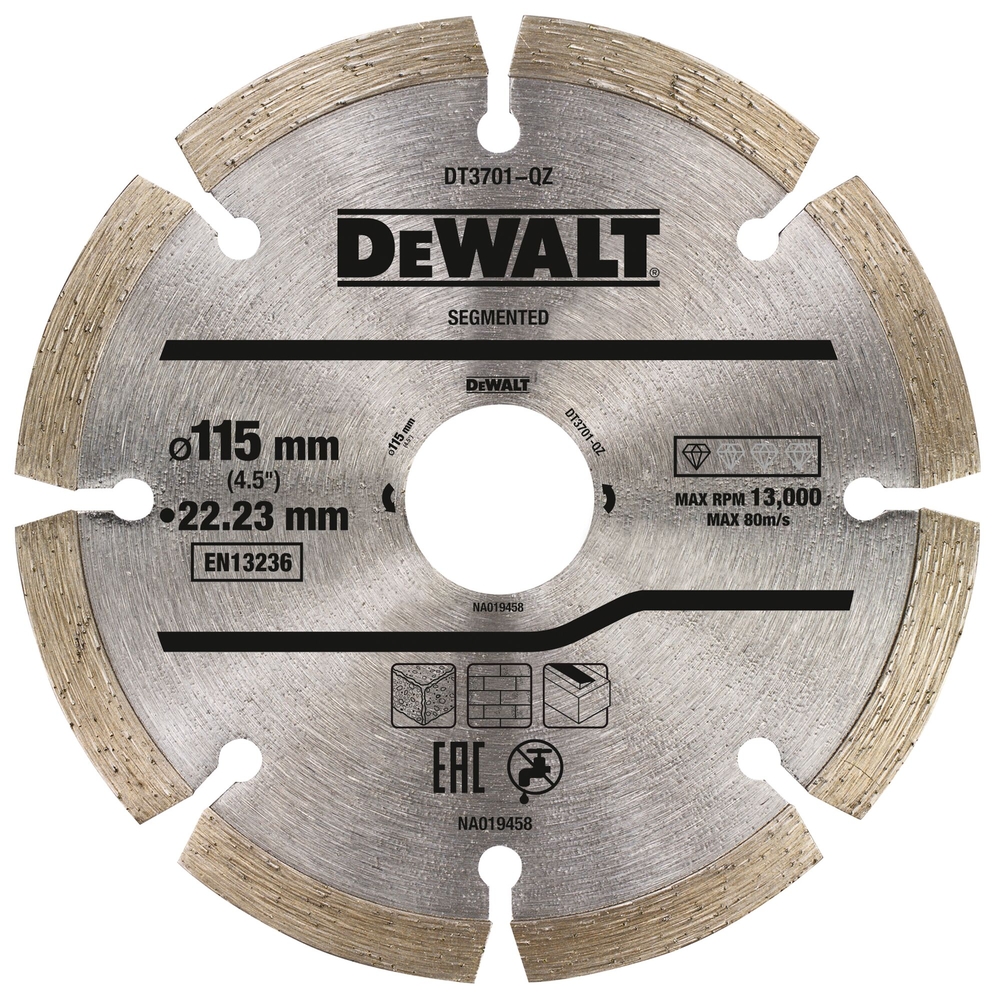 Disque fritté segmenté pour matériaux de construction/béton 115 x 22,2 mm - DT3701-QZ - DEWALT