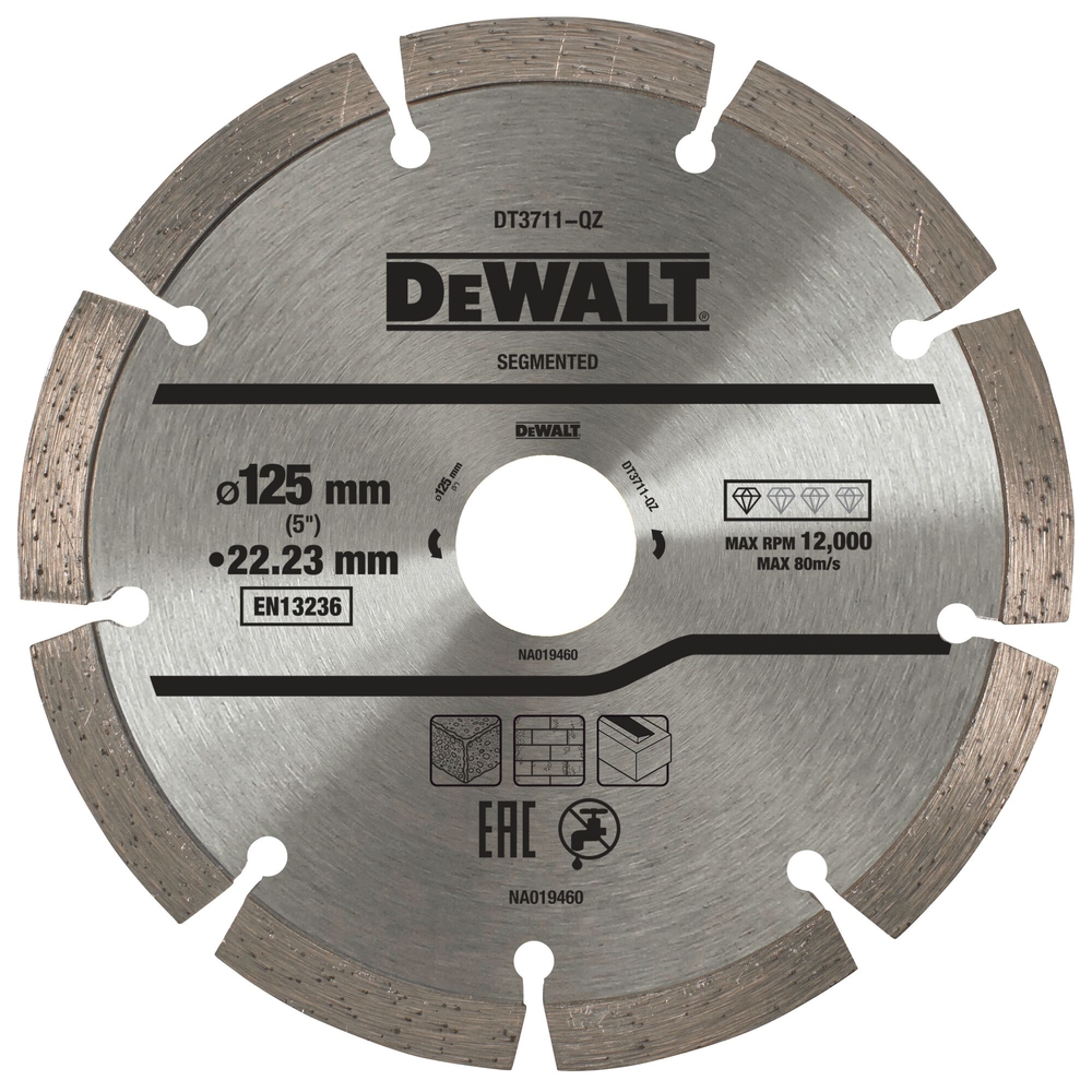 Disque fritté segmenté pour matériaux de construction/béton 125 x 22,2 mm - DT3711-QZ - DEWALT