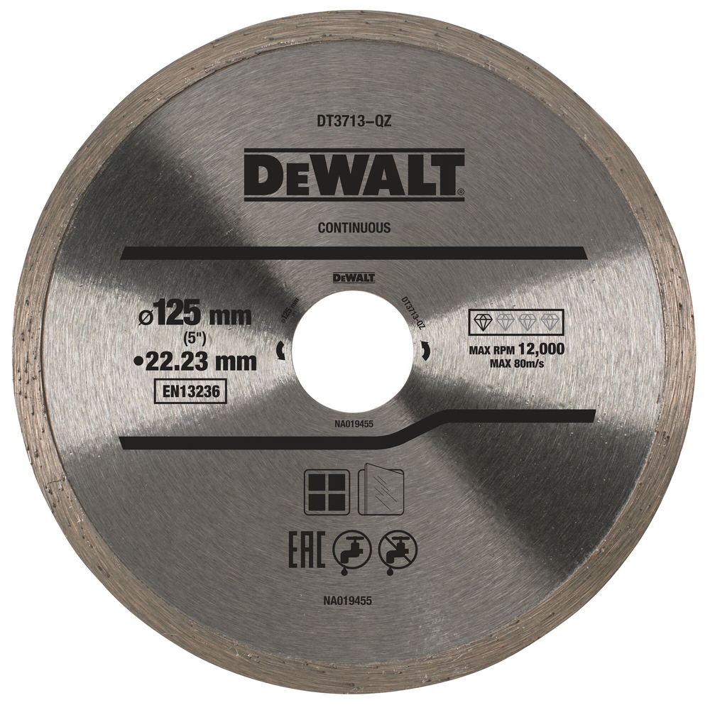 Disque à jante continue pour béton / brique / pierre 125 x 22,2 mm - DT3713-QZ - DEWALT