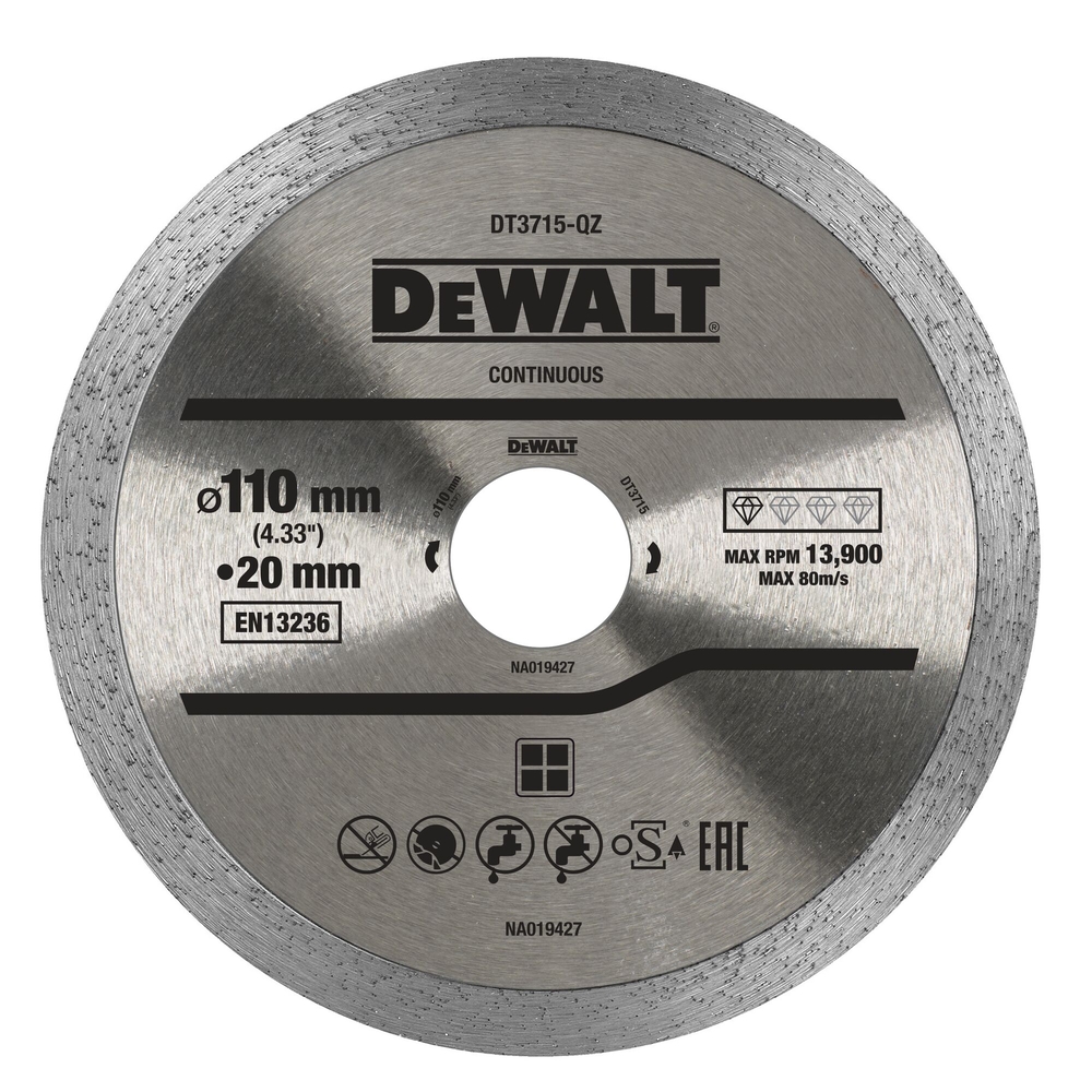 Disque pour scie à carrelage portative DWC410 à sec ou à l'eau 110 x 20 mm - DT3715-QZ - DEWALT