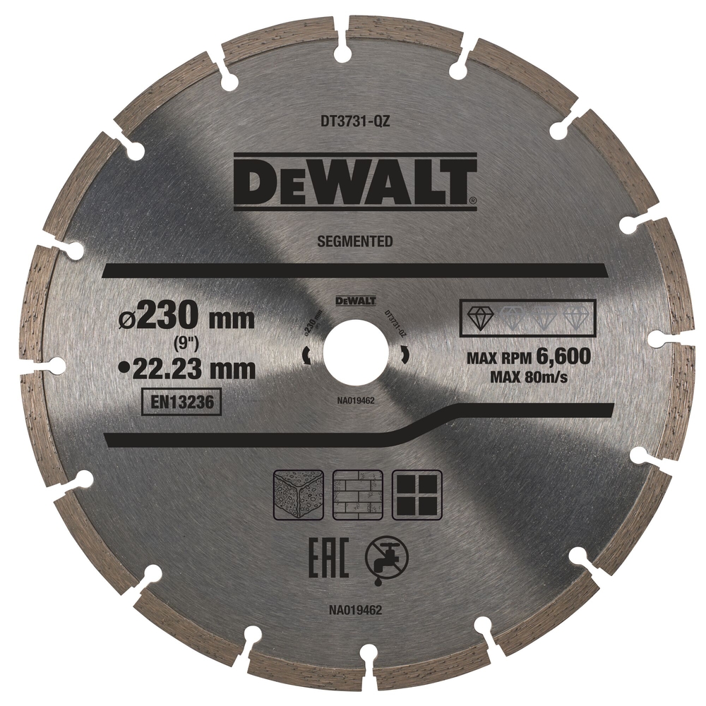 Disque fritté segmenté pour matériaux de construction/béton 230 x 22,2 mm - DT3731-QZ - DEWALT