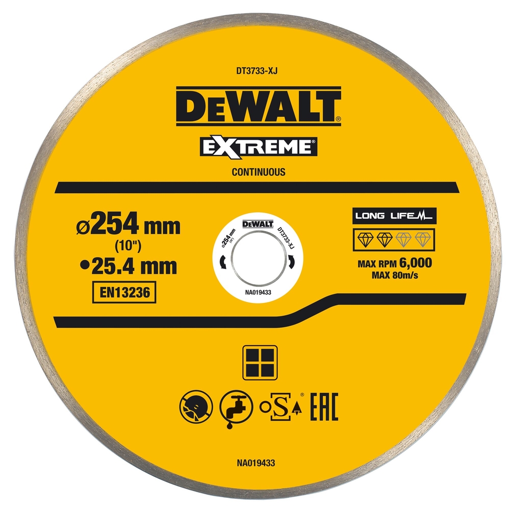 Disque pour scie à carrelage en céramique 250 x 25,4 mm - DT3733-XJ - DEWALT