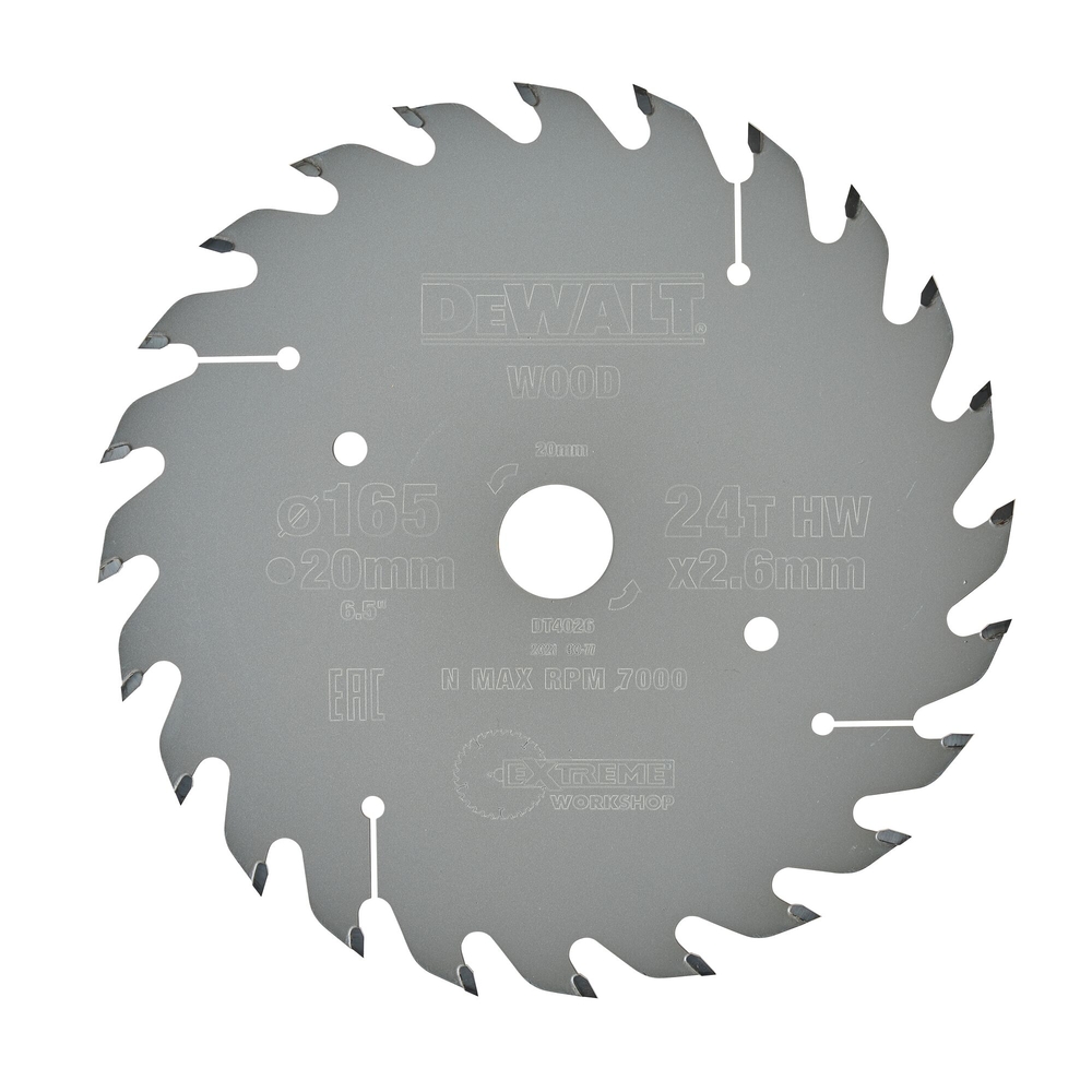 Lame de scie circulaire 160x20 mm, 24 dents, ATB/tronçonnage, angle d'attaque 25 - DT4026-QZ - DEWALT
