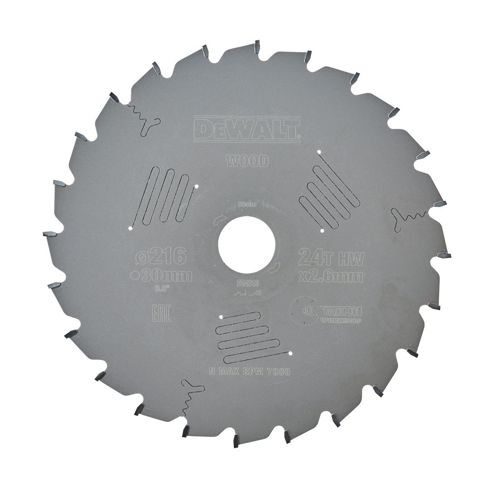 Lame de scie circulaire stationnaire Extreme Workshop 216 x 30 mm, 24 dents - DT4310-QZ - DEWALT