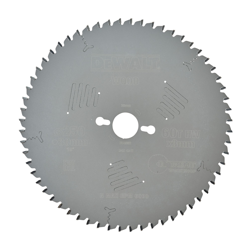 Lame de scie circulaire stationnaire Extreme Workshop 250 x 30 mm, 60 dents - DT4352-QZ - DEWALT