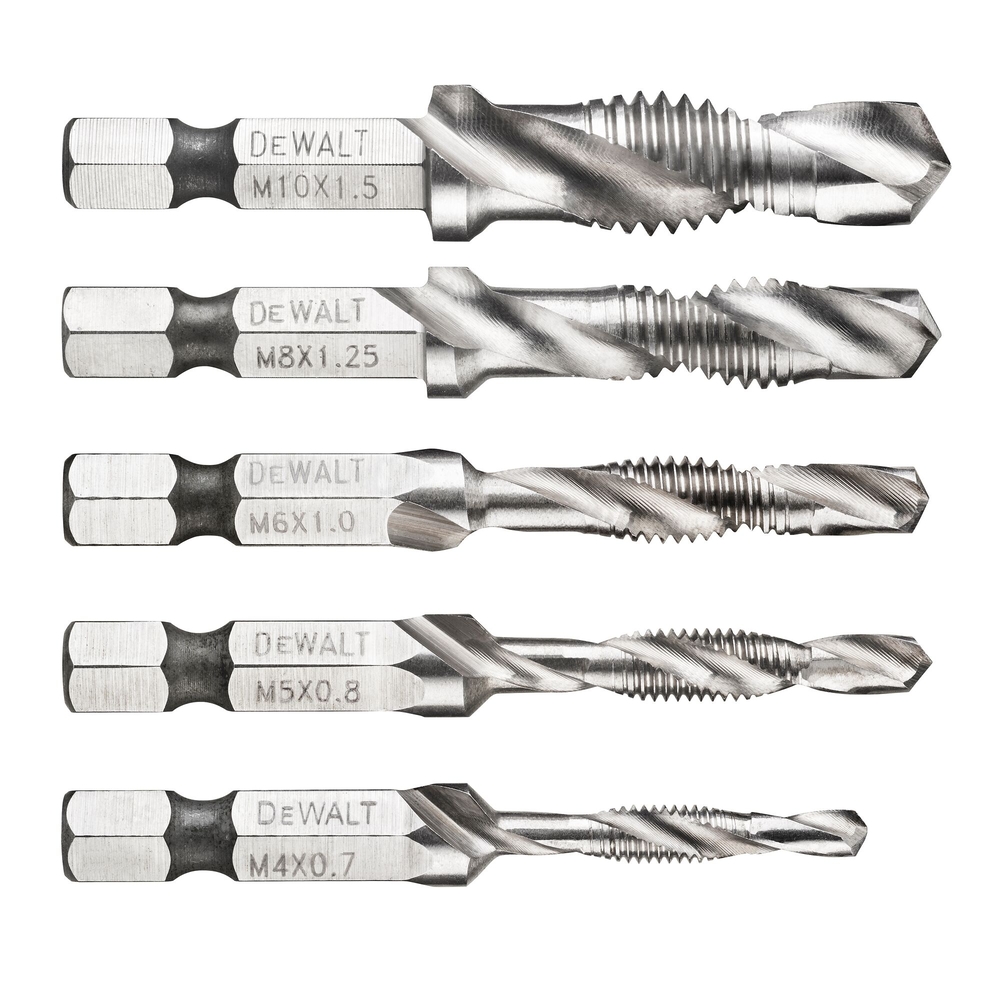 5 Forets à tarauder 156 mm emmanchement hexagonal (M4, M5, M6, M8, M10) - DT50060-QZ - DEWALT