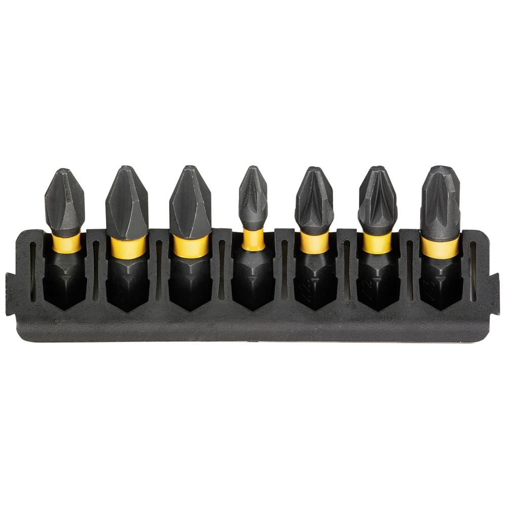Barrette de 7 embouts de vissage Phillips/Pozidriv impact-torsion 25 mm - DT70809-QZ - DEWALT