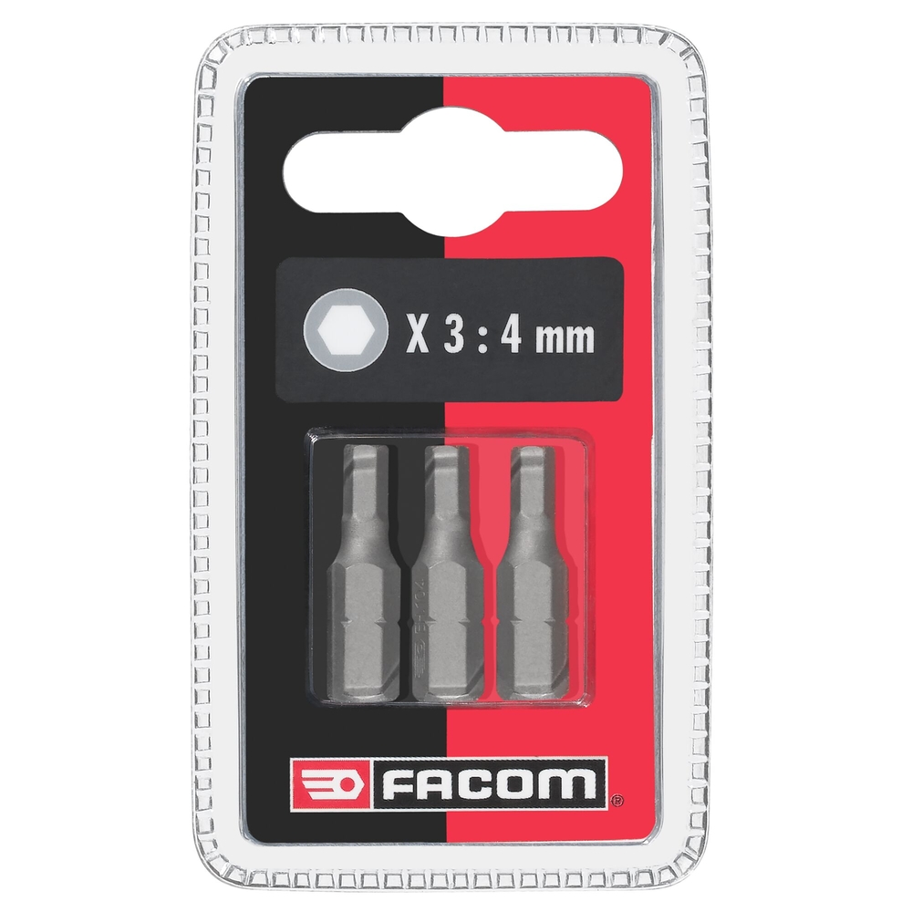 Jeux de 3 embouts de vissage vis 6 pans creux série 1 - 2,5 mm - Par 5 - FACOM - EH102.5.J3