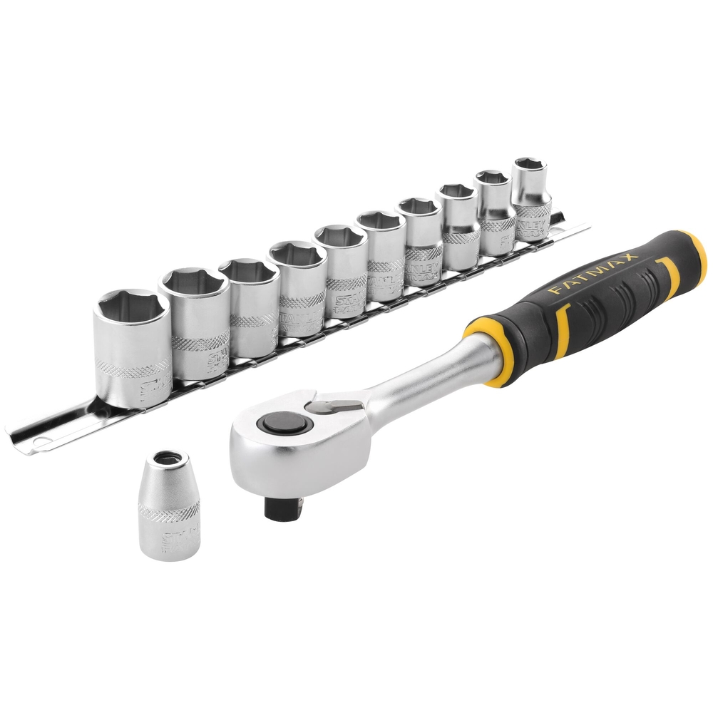 Cliquet 120 dents - 3/8’’ + 10 douilles + 10 embouts + porte-embout - 22 pièces - FMMT82680-0 - STANLEY FATMAX