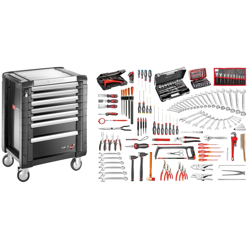 Sélection mécanicien 200 outils + servante 7 tiroirs - FACOM - JET7.M140A