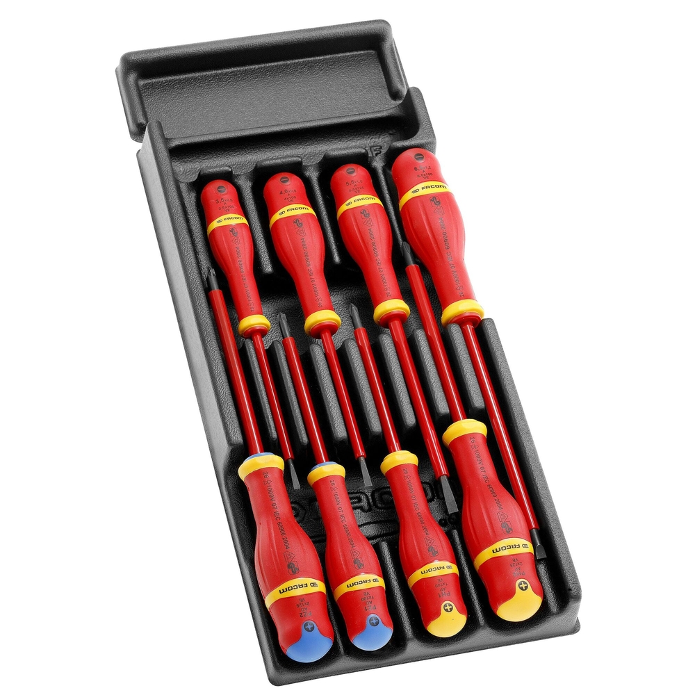 Module 8 tournevis PROTWIST isolés 1000 volts - FACOM - MOD.AT1VE