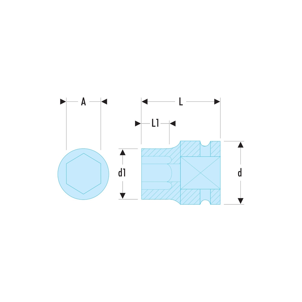 Douille impact 1/2 6 pans 16mm - FACOM - NS.16A