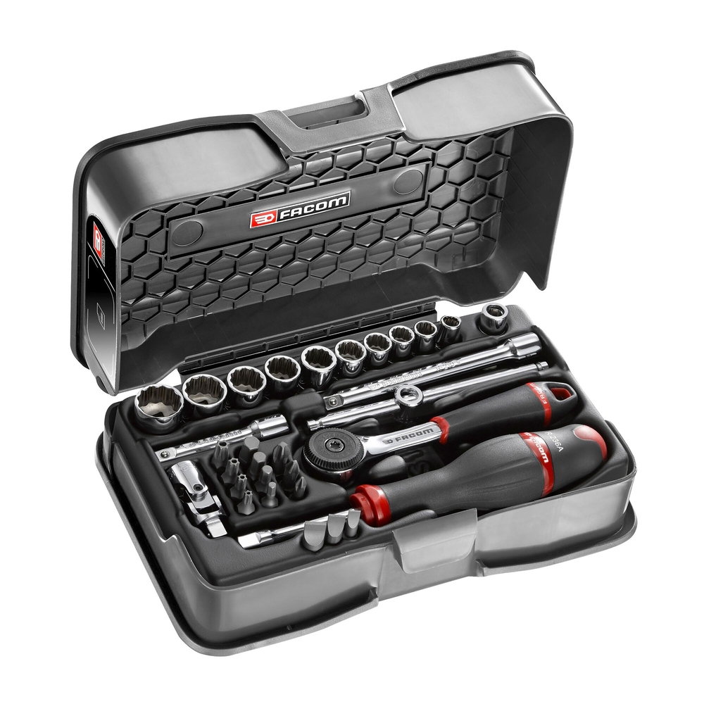 Coffret douilles 12 pans en pouces et embouts 31 pièces 1/4