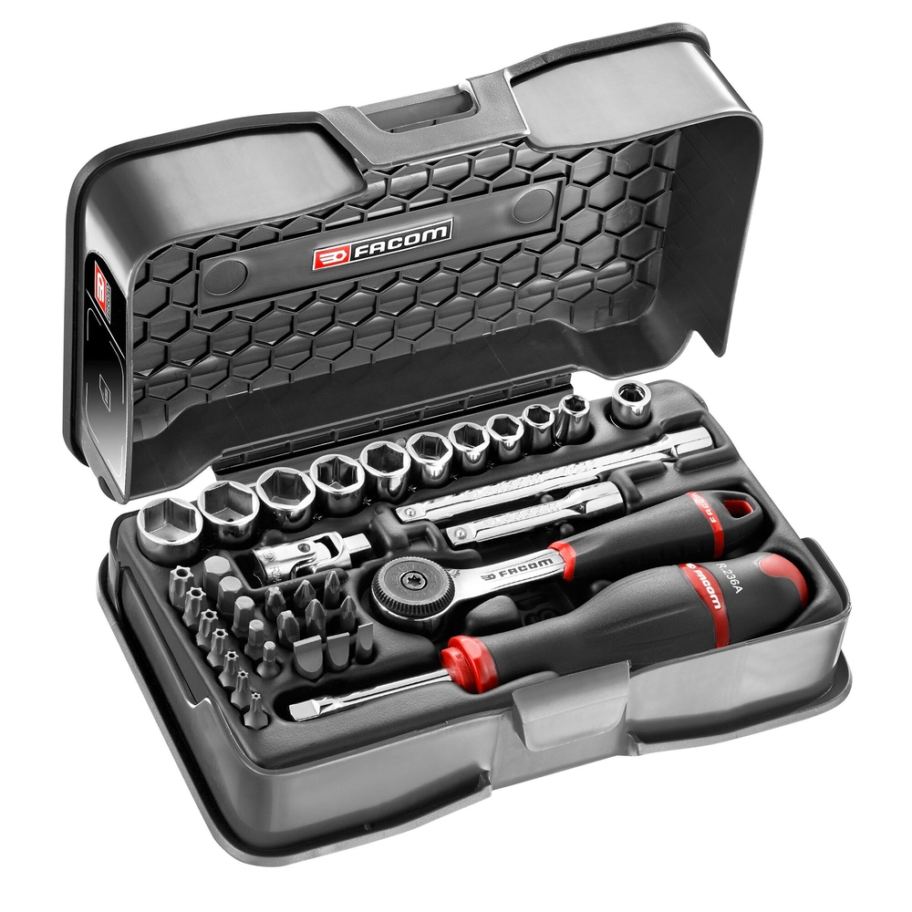 Coffret douilles 6 pans en pouces et embouts 37 pièces 1/4