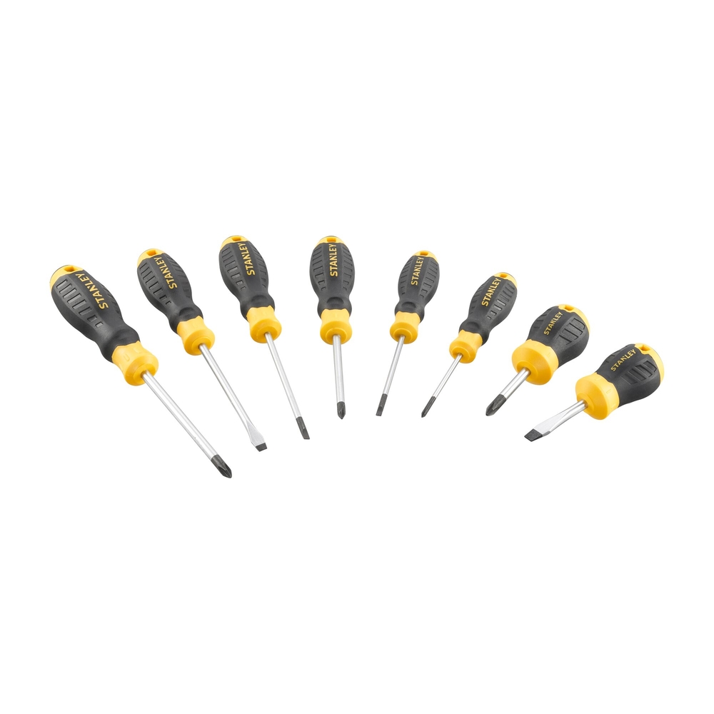 Tournevis Cushion Grip Phillips + électricien + mécanicien - jeu de 8 pièces - STHT16167-0 - STANLEY