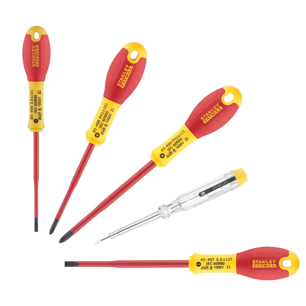 Jeu de 5 tournevis slim isolés 1000 V + testeur - XTHT0-62692 - STANLEY