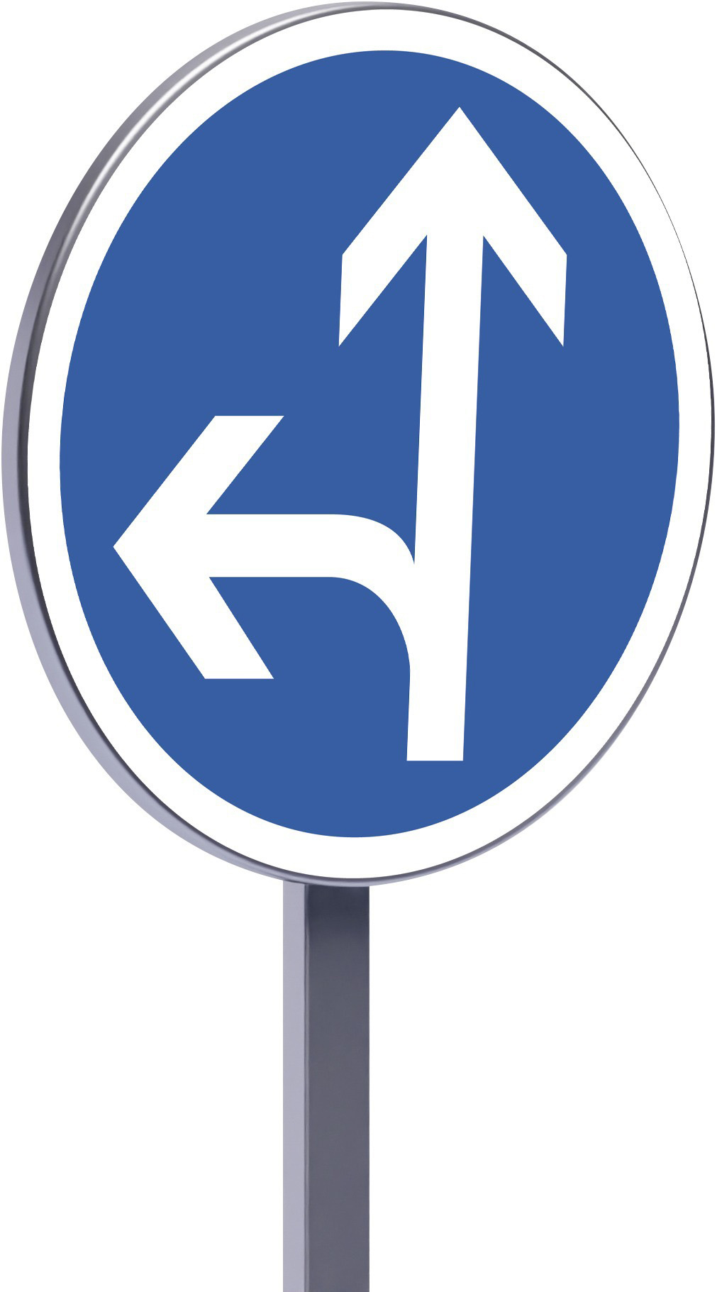 Panneau permanent B21d2 450 c1 direction obligatoire tout droit ou à gauche TALIAPLAST - 522624
