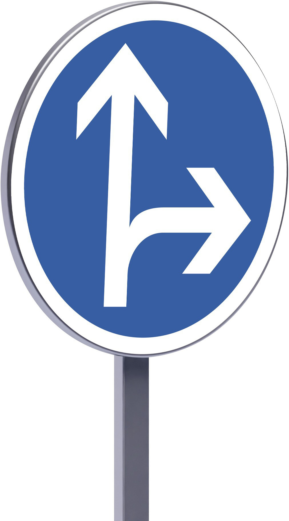 Panneau permanent B21d1 450 c2 direction obligatoire tout droit ou à droite TALIAPLAST - 522673