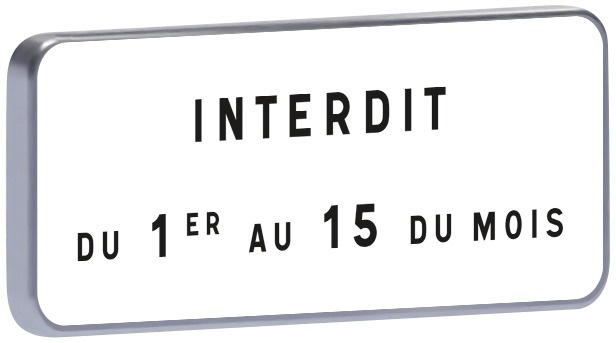 M6b1-500X200-Classe 2-Interdit du 1er au 15 du mois TALIAPLAST - 527720