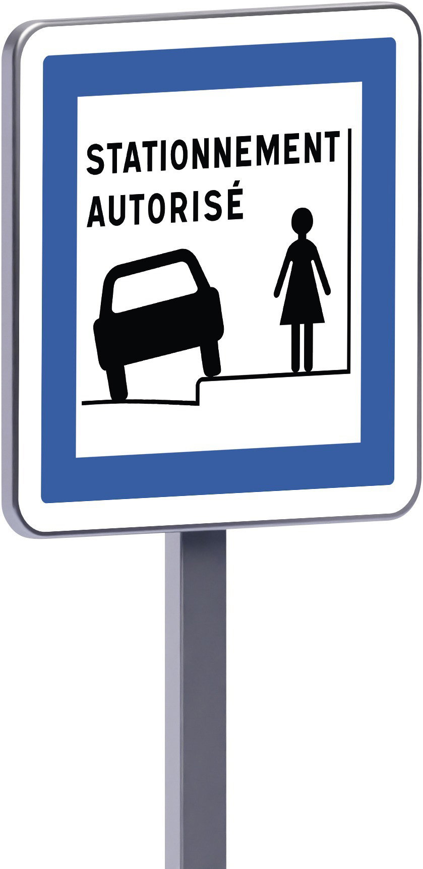 Panneau permanent Ce50n 500x500 c2 autorisation de stationner sur le trottoir sous conditions TALIAPLAST - 528395