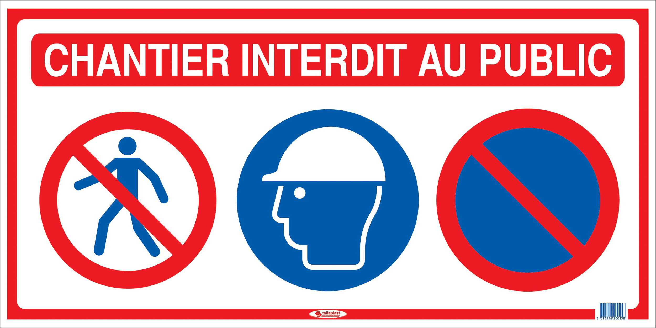 Panneau de chantier 3 en 1 800x400mm TALIAPLAST - 620015