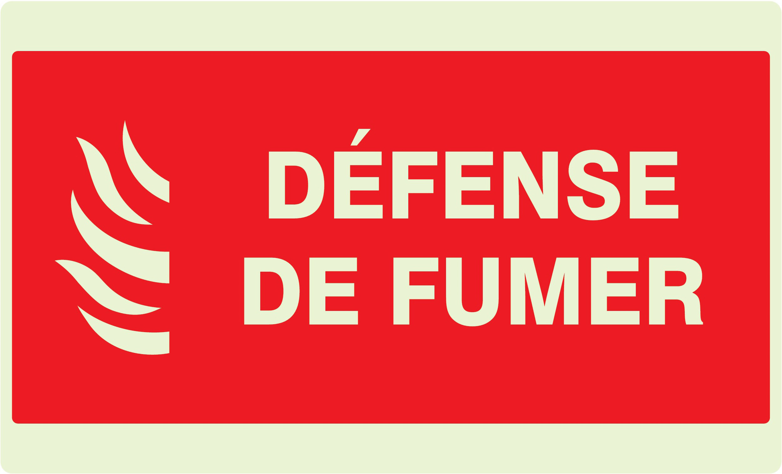 PANNEAU DEFENSE DE FUMER (INCENDIE) LUMINESCENT 330X200MM TALIAPLAST - 631118