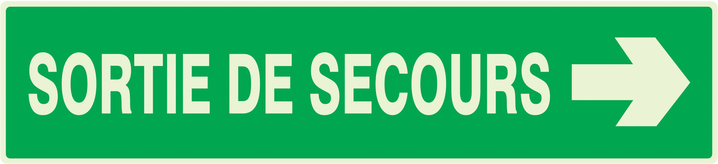 SORTIE DE SECOURS FLECHE A DROITE LUMINESCENT 330x75mm TALIAPLAST - 635415
