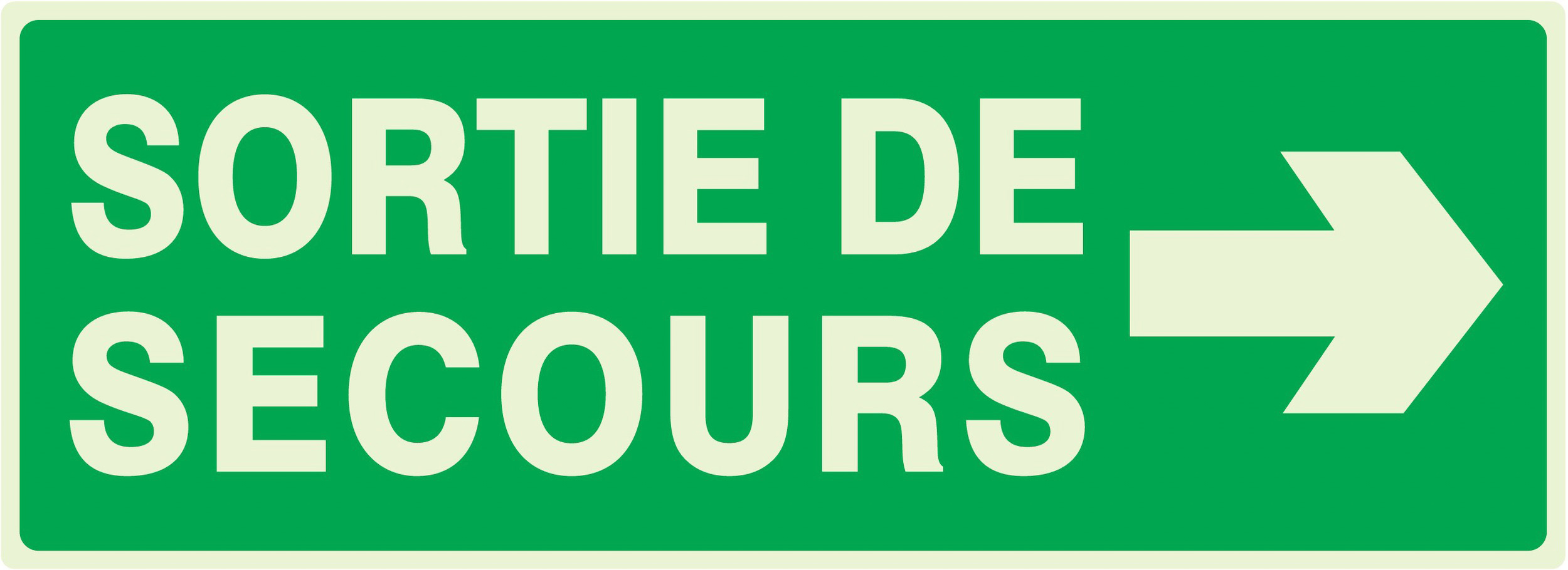 SORTIE DE SECOURS FLECHE A DROITE LUMINESCENT 330x120mm TALIAPLAST - 636415