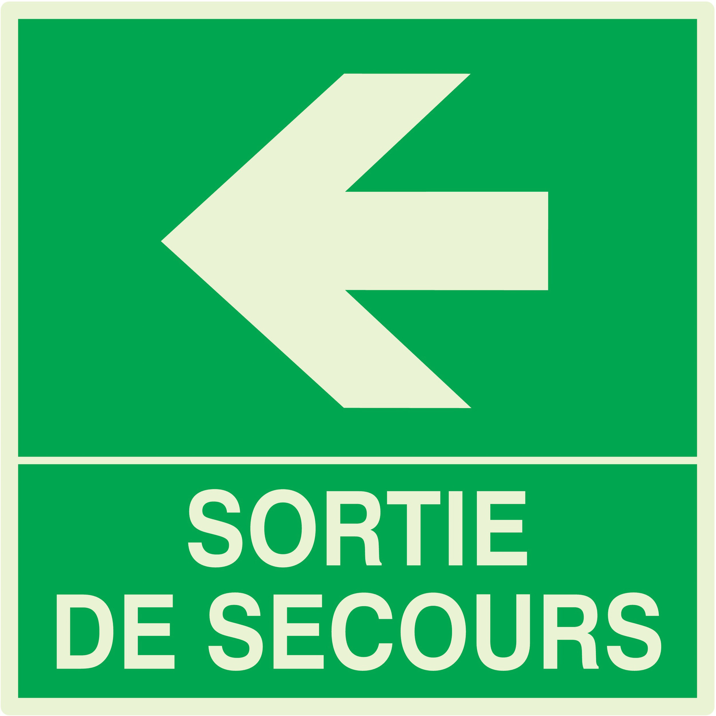 SORTIE DE SECOURS FLECHE A GAUCHE LUMINESCENT 200x200mm TALIAPLAST - 638414