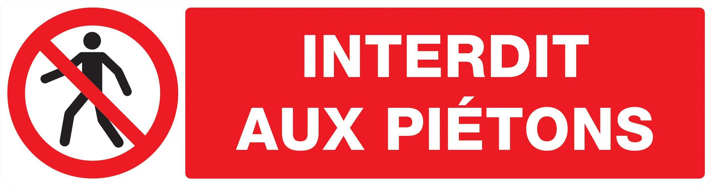 Panneau adhésif INTERDIT AUX PIETONS 200X52MM TALIAPLAST - 720201