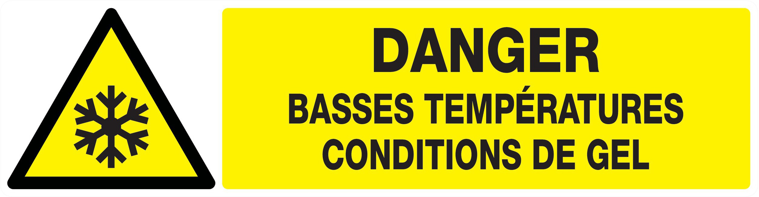Panneau adhésif DANGER, BASSES TEMPERATURES CONDITIONS DE GEL 200x52mm TALIAPLAST - 720308