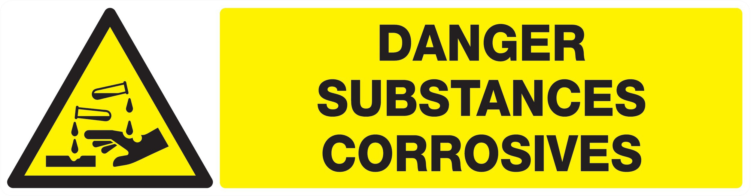 Panneau adhésif DANGER, SUBSTANCES CORROSIVES 200X52MM TALIAPLAST - 720309