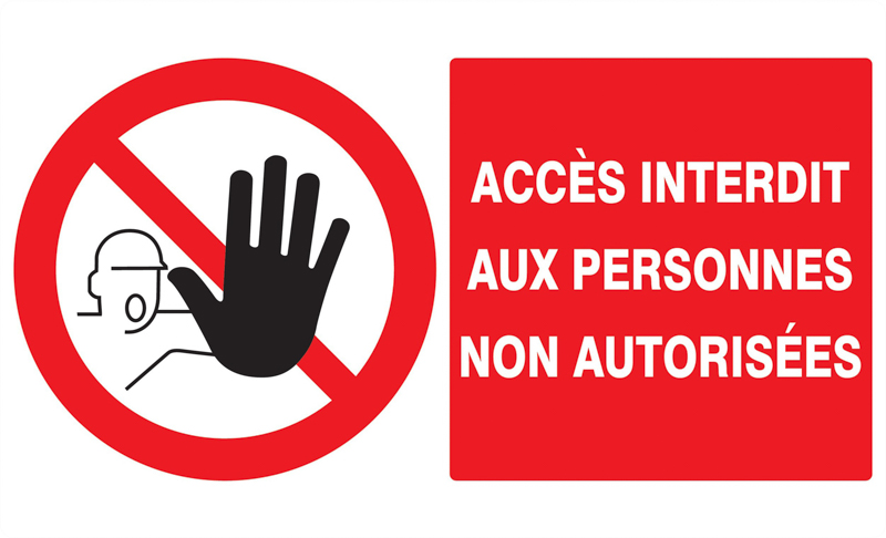Panneau adhésif ACCES INTERDIT AUX PERSONNES NON AUTORISEES 330X200MM TALIAPLAST - 721210