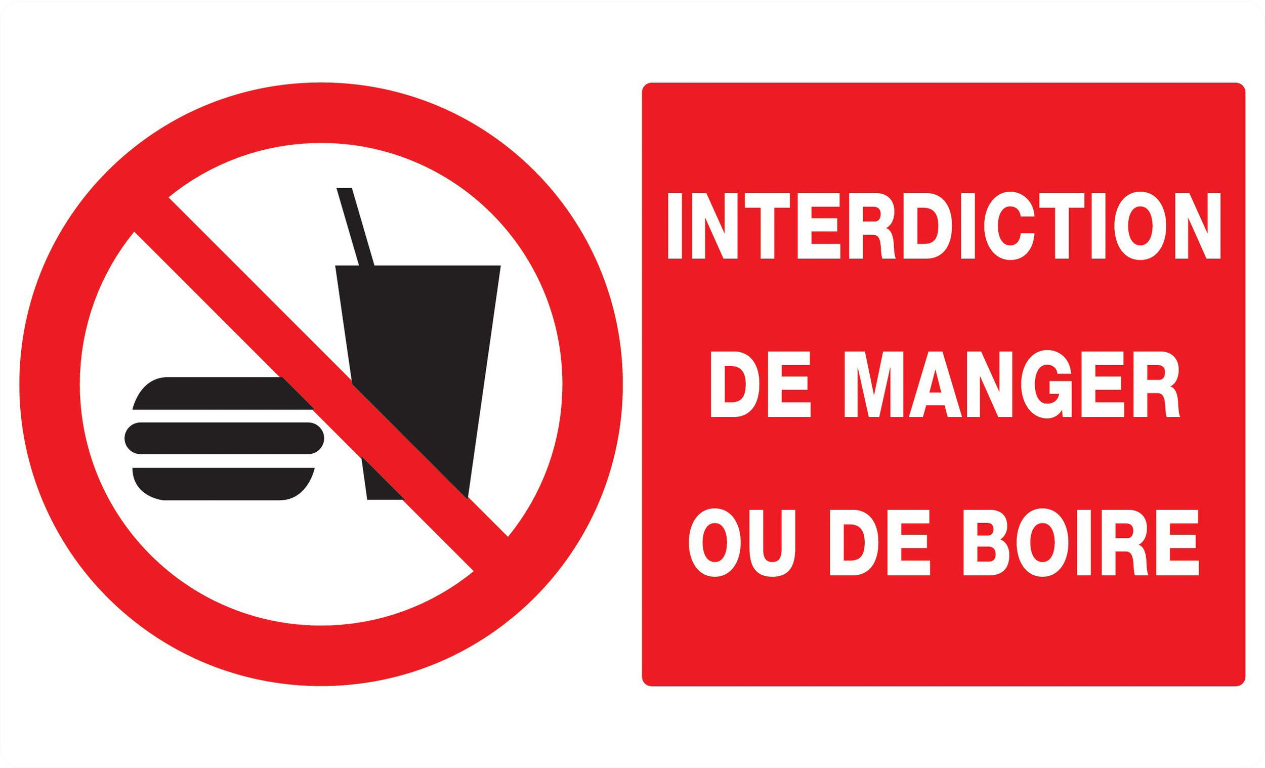 Panneau adhésif INTERDICTION DE MANGER OU DE BOIRE 330X200MM TALIAPLAST - 721229