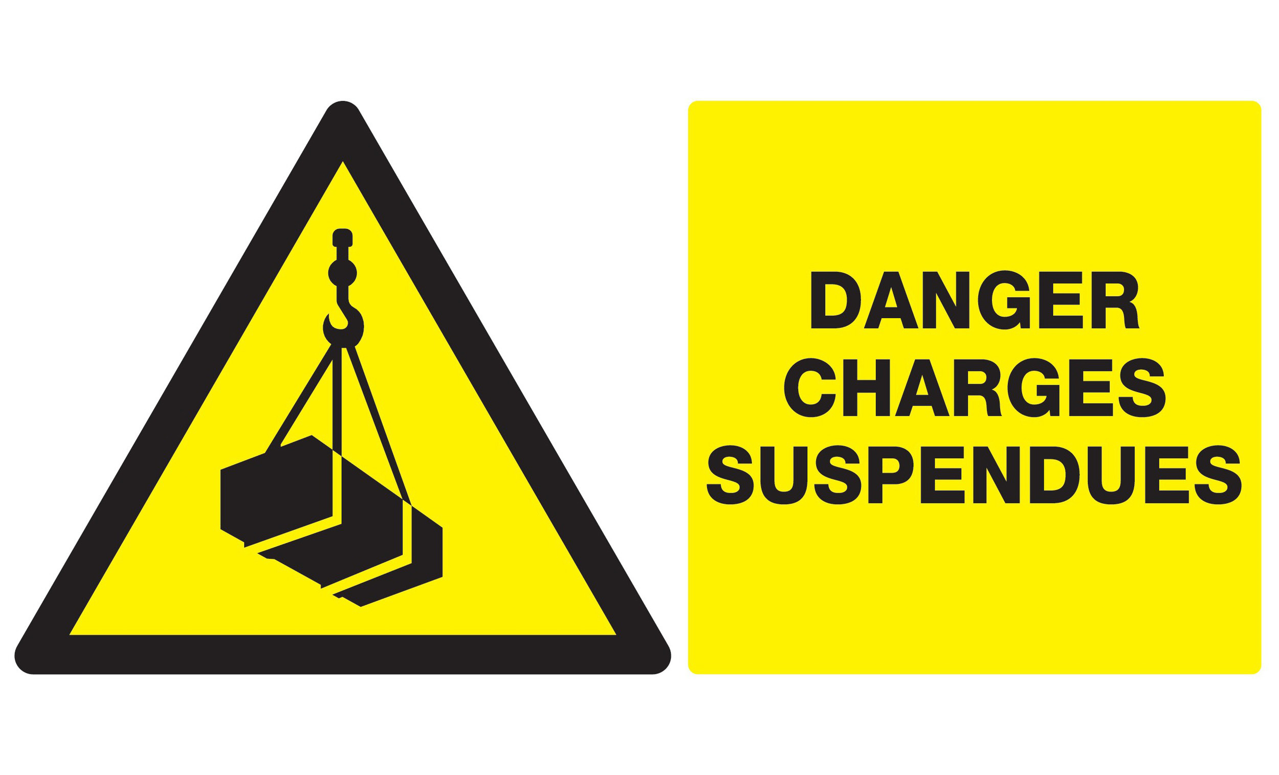 Panneau adhésif DANGER, CHARGES SUSPENDUES 330X200MM TALIAPLAST - 721307